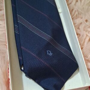 NWT CHRISTIAN DIOR Dark Blue Tie with Subtle Stripes